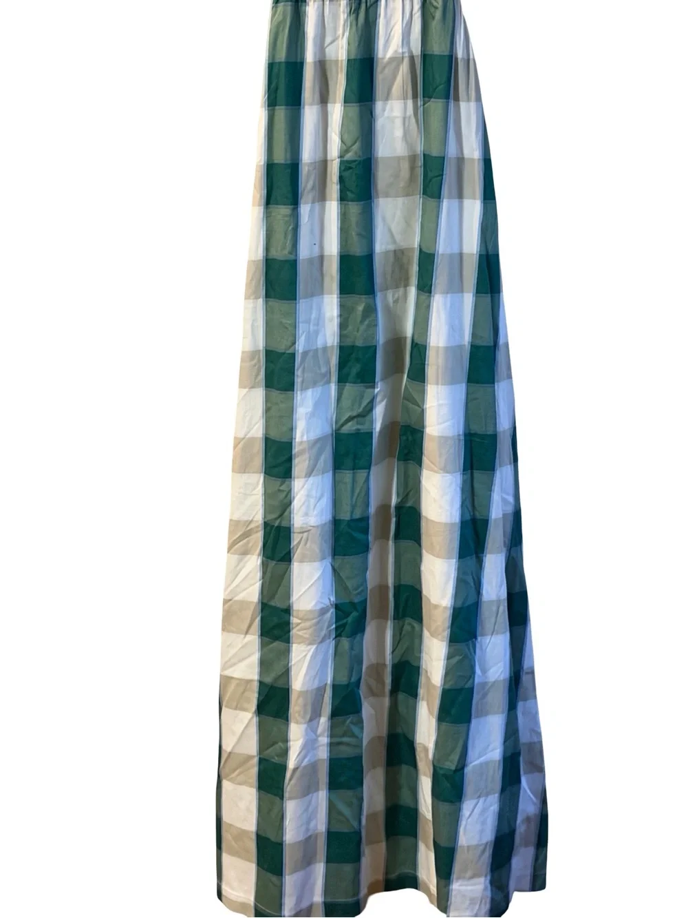 Abercrombie & Fitch Green and White Gingham Bra Free Lace Maxi Dress